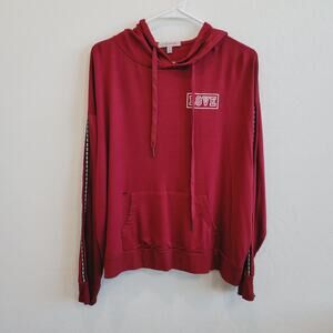 NWT Inspired Hearts Burgundy Hooded Pullover Sweatshirt Size 1X